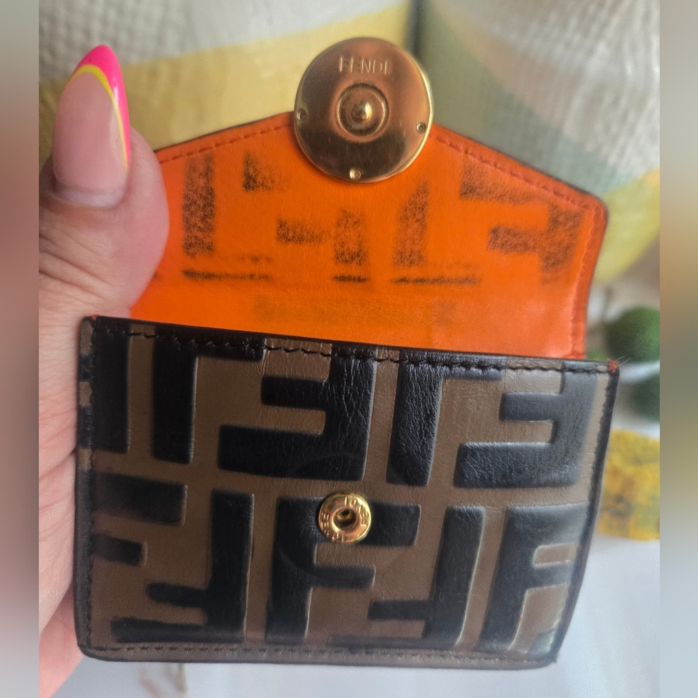 Fendi Zucca 2020 FF Logo Compact Leather Trifold Wallet - Picture 3 of 13